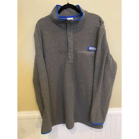 Columbia Other - Mens XL Grey Columbia PFG Fleece Quarter Button EUC
